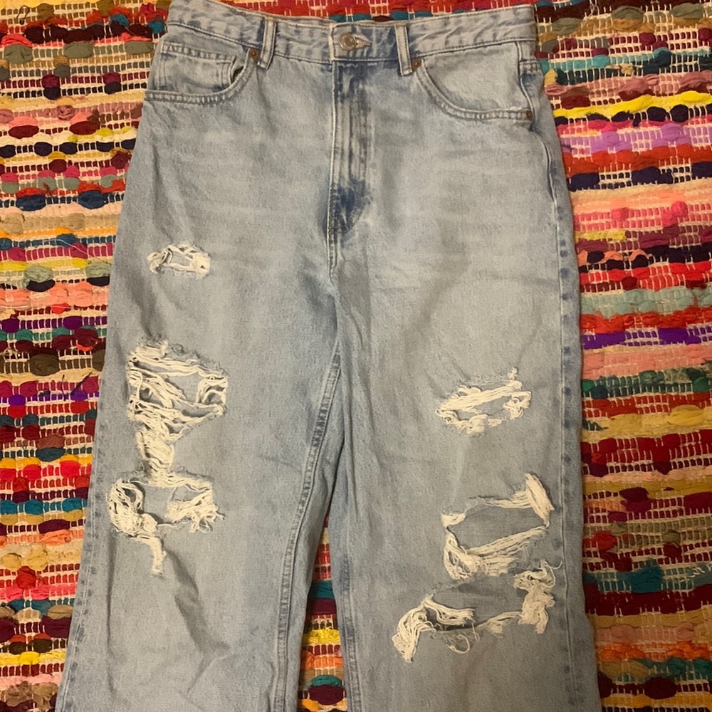 Zara High Waisted Ripped Jeans